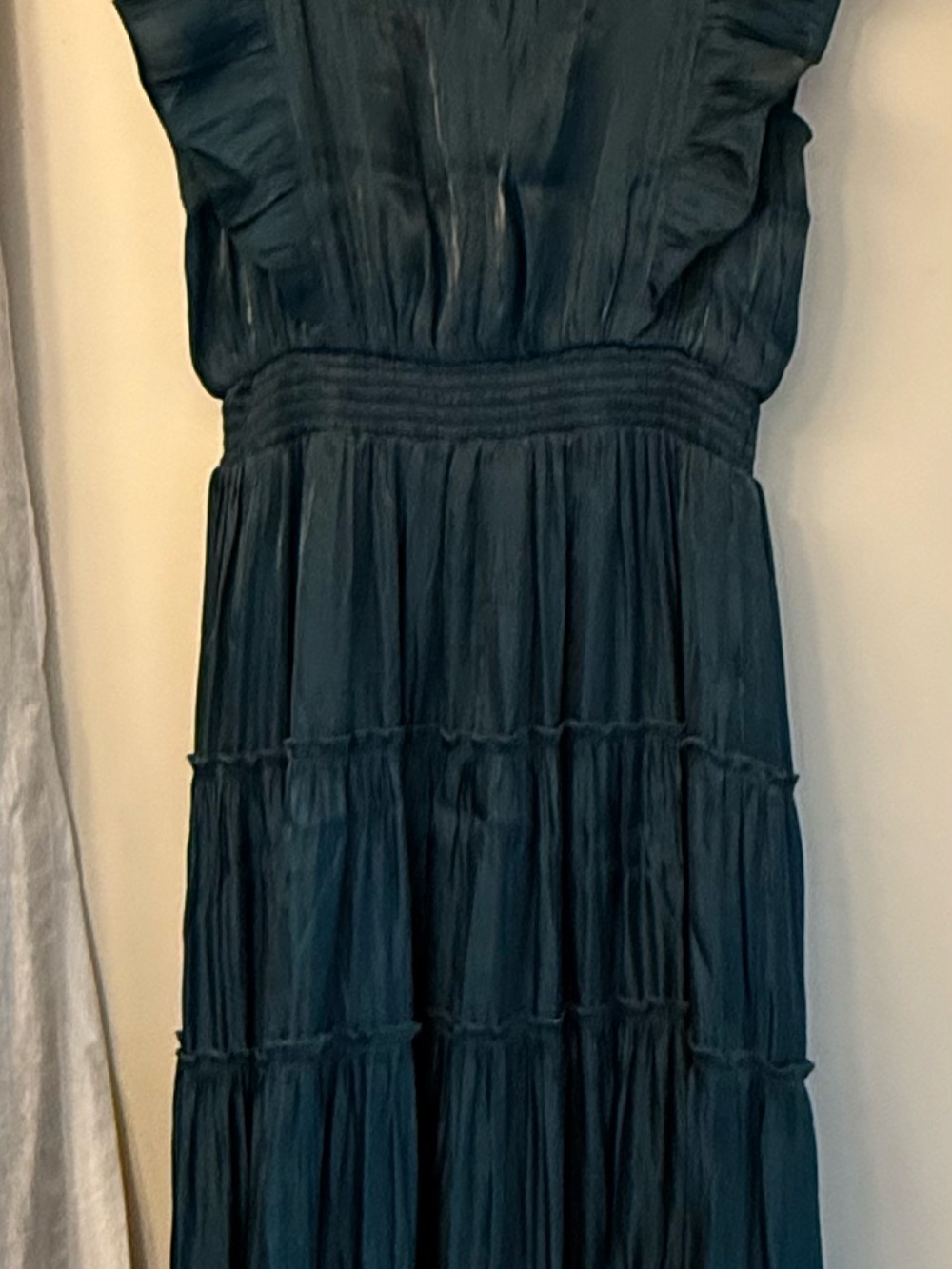 Lulu's Teal Tiered Maxi Dress with Ruched Waist